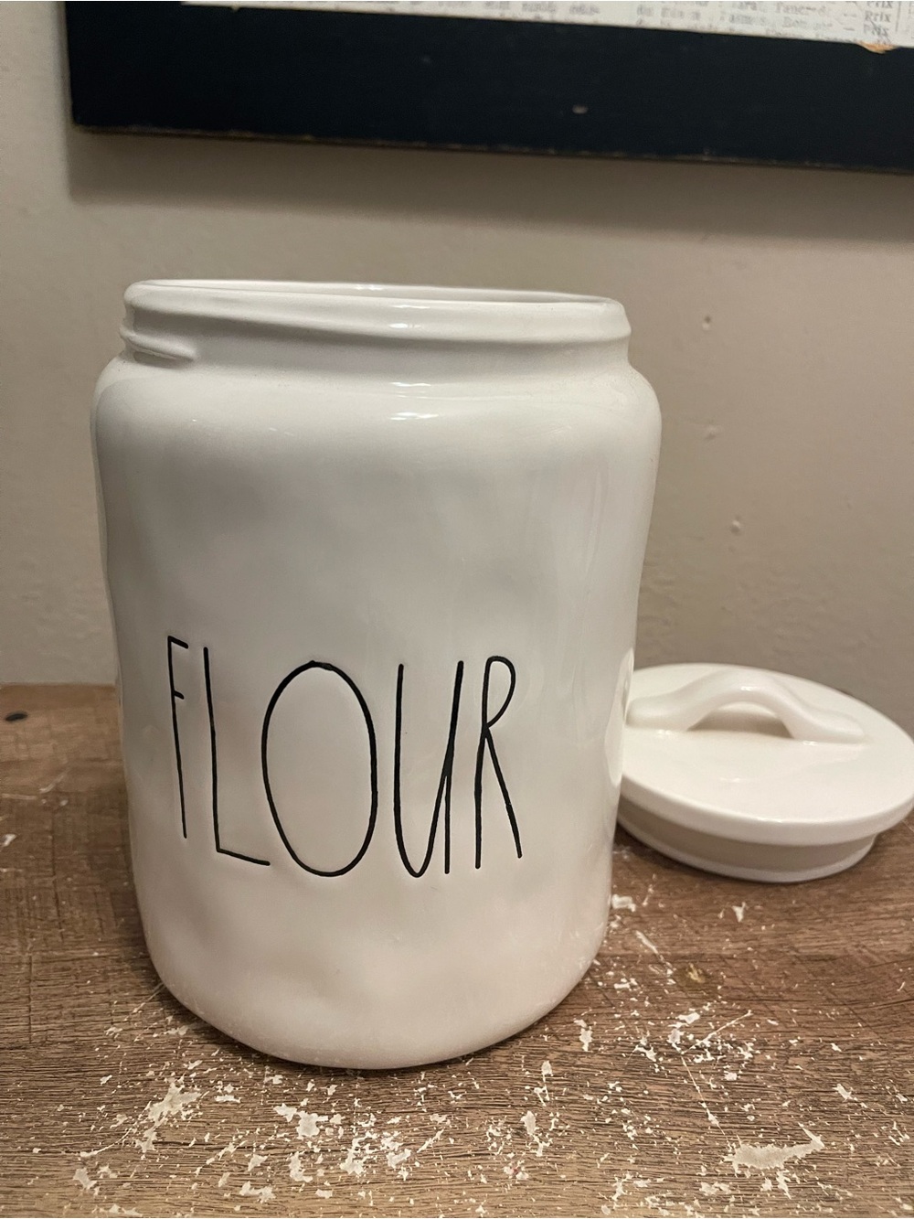 Rae Dunn White Ceramic 'FLOUR' Canister with Lid